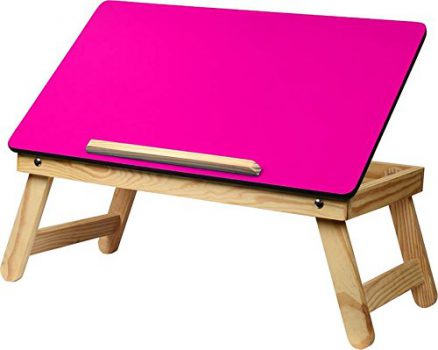 Laptop Table (Emeret, Pink Wooden) Foldable, Adjustable, Four Legs