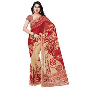 Kashvi Georgette Saree (Red, 1086_5)