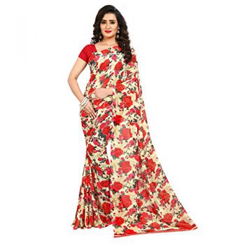 Kashvi Georgette Saree (Red, 1437_1)