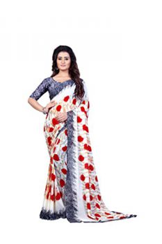 Kashvi Georgette Saree (White, 1332)