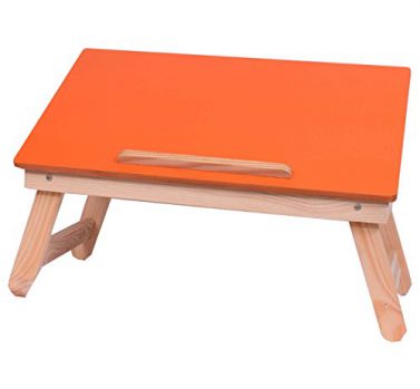 Laptop Table (Emeret, Orange Wooden) Foldable, Adjustable, Four Legs