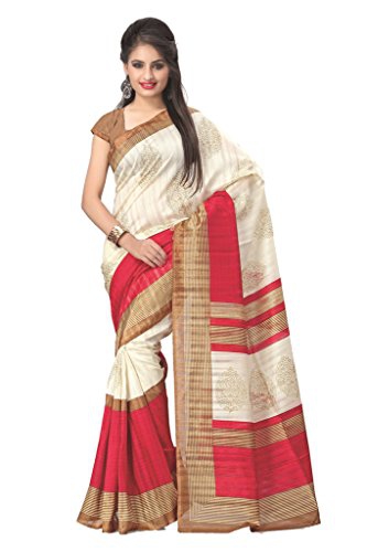 Vaamsi Art Silk Saree (White, TS1020)