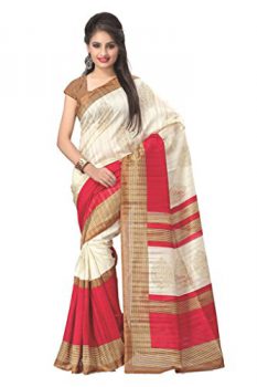 Vaamsi Art Silk Saree (White, TS1020)