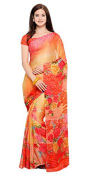Vaamsi Chiffon Saree (Orange, CC1016)