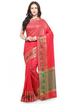 Vaamsi Cotton Silk Saree (Red, SilkJaq1129)