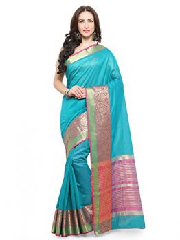 Vaamsi Cotton Silk Saree (Blue, SilkJaq1132)