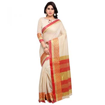 Vaamsi Cotton Silk Saree (White, SilkJaq1116)