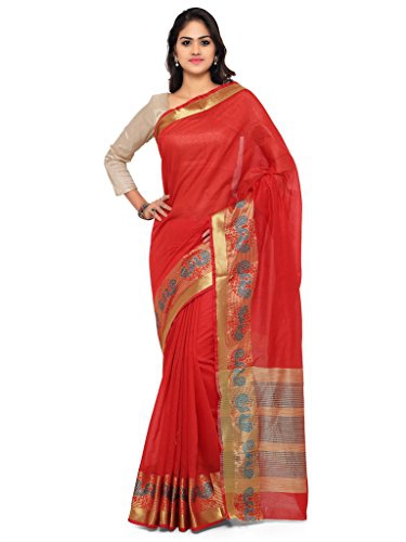 Vaamsi Cotton Silk Saree (Red, SilkJaq1049)