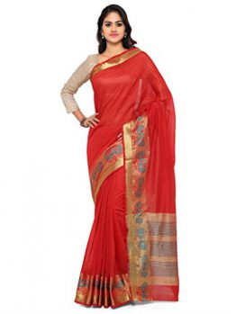 Vaamsi Cotton Silk Saree (Red, SilkJaq1049)