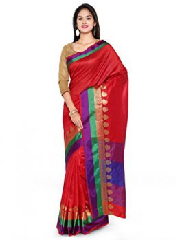 Vaamsi Cotton Silk Saree (Red, SilkJaq1064)