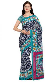 Vaamsi Crepe Saree (Blue, PC1017)