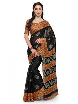Vaamsi Synthetic Saree (Black, Kalam1022)