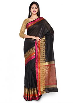Vaamsi Cotton Silk Saree (Black, SilkJaq1063)