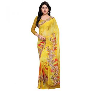Vaamsi Georgette Saree (Yellow, Raga3152)